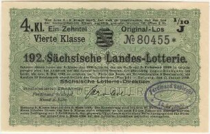 3 Reichsmark / 12 Reichsmark - 1/10 Los, 4. Klasse