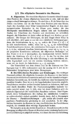 § 5. Die elliptische Geometrie des Raumes.