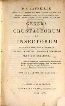 Genera crustaceorum et insectorum secundum ordinem naturalem in familias disposita, iconibus exemplisque plurimis explicata. 4