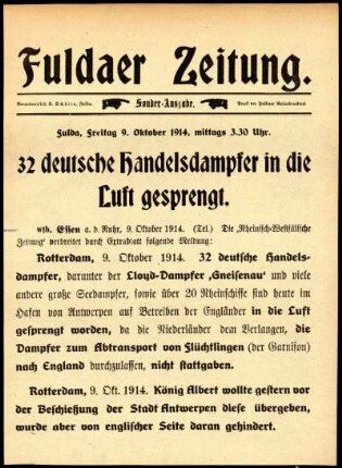Zweite Ausgabe vom Freitag, den 09. Oktober 1914.