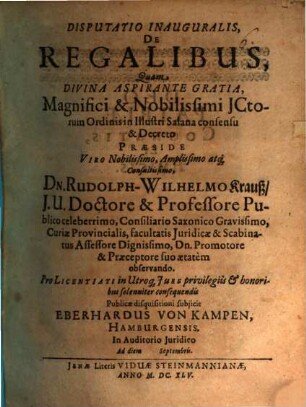 Disp. inaug. de regalibus