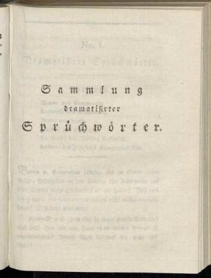 Sammlung dramatisirter Sprüchwörter.