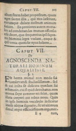 Caput VII. De Agnoscenda Naturali Hominum Aequalitate.