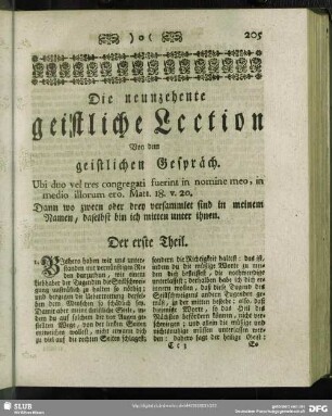 Die neunzehente geistliche Lection Von dem geistlichen Gespräch
