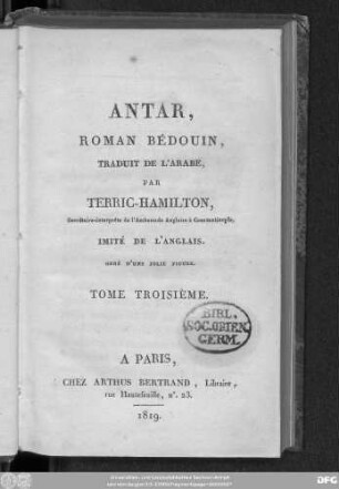 T. 3: Antar, roman bédouin