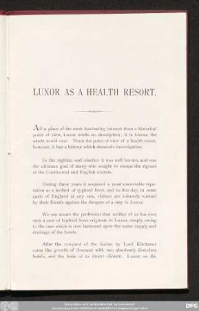 Luxor As A Health Resort.