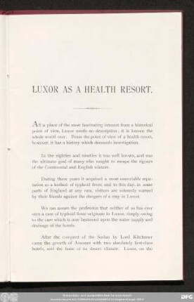 Luxor As A Health Resort.