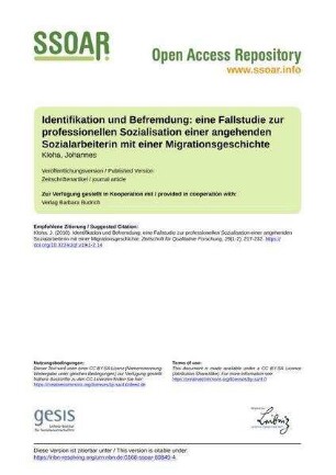 Identifikation und Befremdung: eine Fallstudie zur professionellen Sozialisation einer angehenden Sozialarbeiterin mit einer Migrationsgeschichte