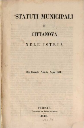 Statuti municipali di Cittanova nell'Istria