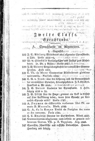 Zweite Classe. Sprachkunde.
