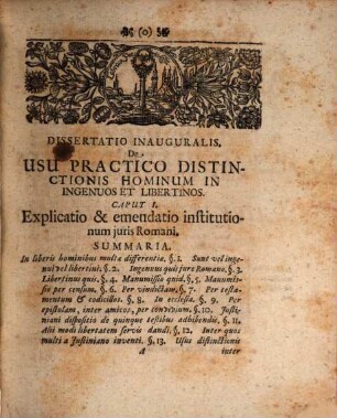 Dissertatio Inauguralis, De Usu Practico Distinctionis Hominum In Ingenuos Et Libertinos