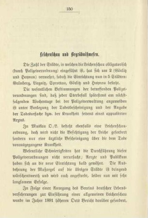 Leichenschau und Begräbniswesen