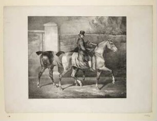 Jockey mit zwei Pferden beim Ausritt, aus: "Etudes de chevaux"