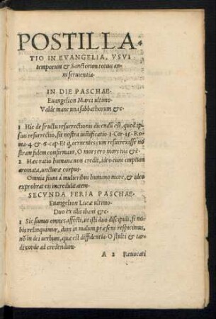 Postillatio In Evangelia, Usu temporum et Sanctorum totius anni servientia.
