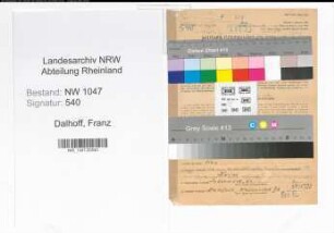 Entnazifizierung Franz Dalhoff , geb. 07.07.1915 (Angestellter)