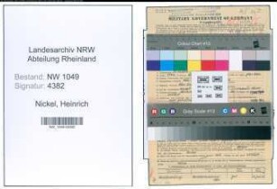 Entnazifizierung Heinrich Nickel , geb. 27.11.1914 (Klempner)