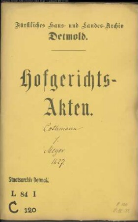 Cothmann, Franz, Bürgermeister gegen Peter Meyer - Schuldforderung
