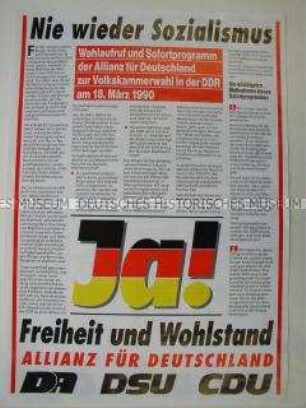 Sonderdruck der "Allianz für Deutschland" zur Volkskammerwahl 1990