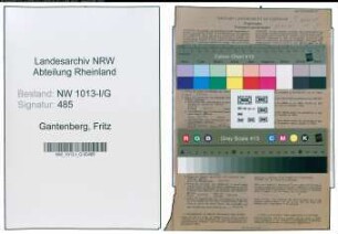 Entnazifizierung Fritz Gantenberg , geb. 21.02.1890 (Werkmeister)