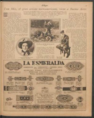 Tom Mix, el gran artista norteamericano, viene a Buenos Aires