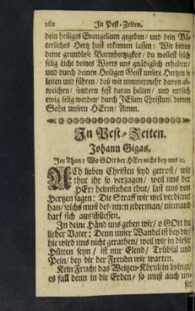 In Pest-Zeiten.