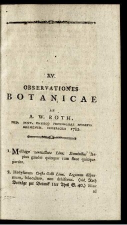 XV. Observationes Botanicae.