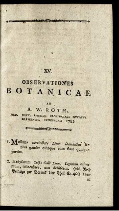 XV. Observationes Botanicae.