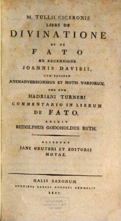 De Divinatione et de fato