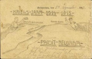 Kriegs-Jahr 1914-1915 - Prosit Neujahr -