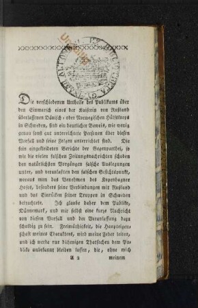 [Kriegsbericht vom Feldzug gegen Schweden 1788.]