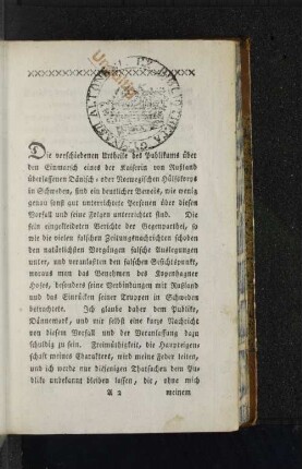 [Kriegsbericht vom Feldzug gegen Schweden 1788.]