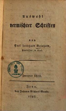 Auswahl vermischter Schriften, 2