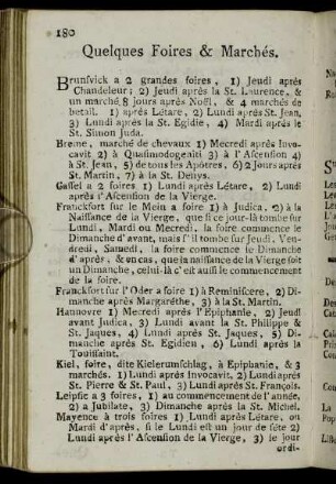 Quelques Foires & Marchés.