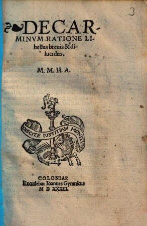 De carminum ratione libellus brevis et dilucidus