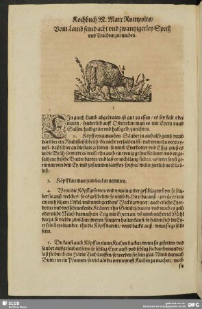 Vom Lamb seind acht und zwantzigerley Speiß und Trachten zu machen