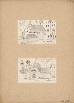 Klausen, Franziskanerkirche, Brixen, Fürstliche Residenz: Perspektivische Ansichten, Details