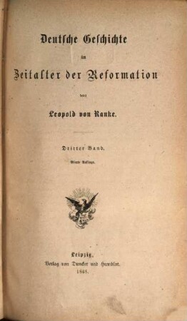 Leopold von Ranke's sämmtliche Werke, 3. Deutsche Geschichte im Zeitalter der Reformation ; 3