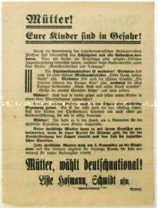 Aufruf der Deutschnationalen Volkspartei zur sächsischen Landtagswahl 1922