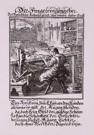 Abbildungen der gemeinnützlichen Hauptstände : Der Fingerringmacher, Weigel 1698