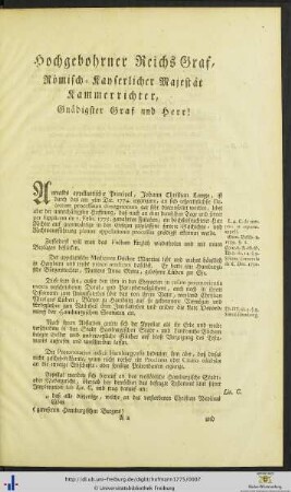 Ulterior gravaminum deductio und unterthänigste Bitte