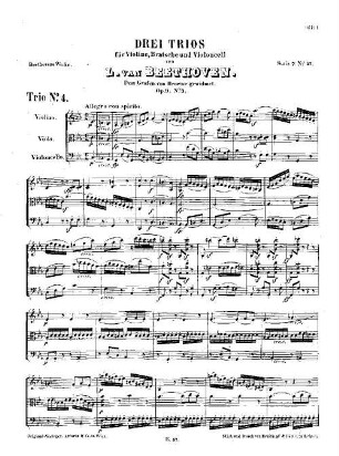 Beethoven's Werke. 57 = Serie 7: Trios für Violine, Bratsche und Violoncell, Trio : op. 9,3