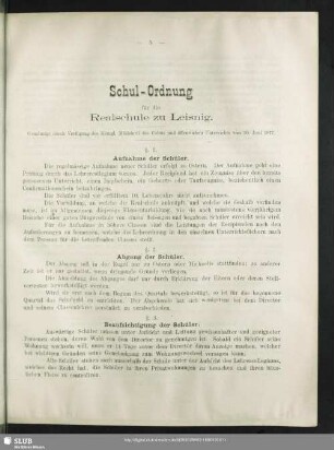 Schul-Ordnung für die Realschule zu Leisnig