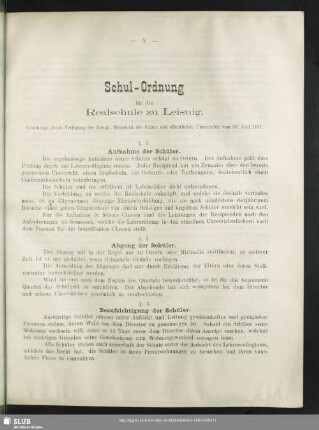 Schul-Ordnung für die Realschule zu Leisnig