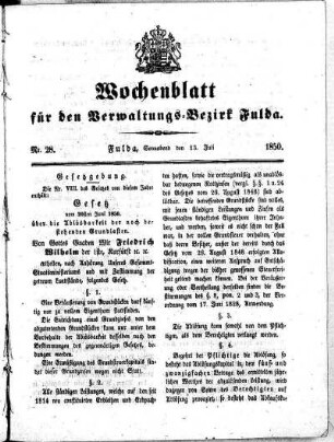 Nr. 28, Ausgabe vom 13. Juli 1850