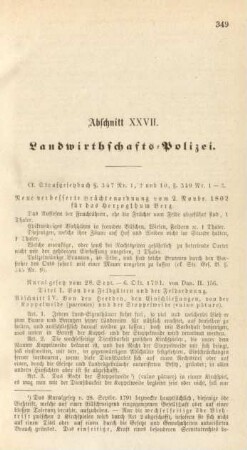 Abschnitt XXVII. Landwirthschafts-Polizei