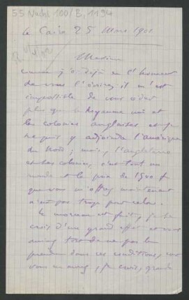 Brief an Augener Ltd. <London> : 25.03.1901