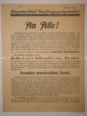 Propagandaflugblatt der DDP für die Wahl zur Nationalversammlung