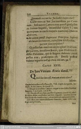 Caput XXVI. De Iure Veniam Aetatis dandi
