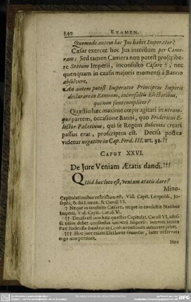 Caput XXVI. De Iure Veniam Aetatis dandi