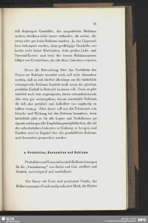 e. Produktion, Konsumtion und Reklame